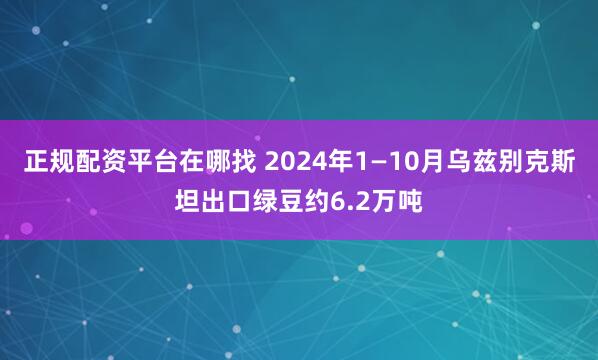 正规配资平台在哪找 2024年1—10月乌兹别克斯坦出口绿豆约6.2万吨